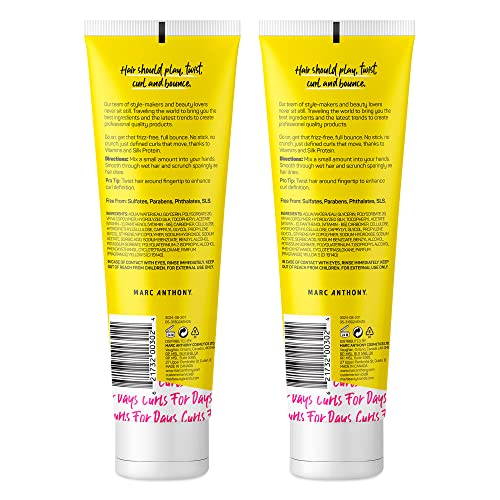 Marc Anthony Strictly Curls Vitamin E Curl Definição Loção 2 - Gel de cabelo de proteína de seda para mulheres, hidratante