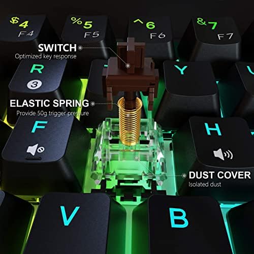 Dierya dk61e 60% teclado para jogos com interruptores lineares amarelos ópticos de gateron, arco-íris rgb retroiluminamento pbt