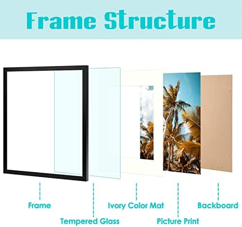 Quadro de imagem de quadro, 16x20 com tapete para 11x14 - - moldagem de largura de vidro de alta definição - hardware de