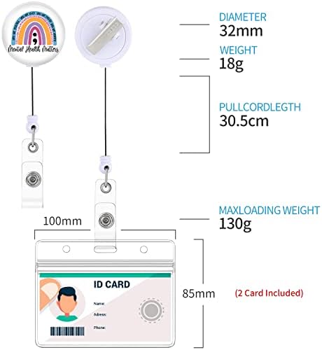 2 Pacote de embalagem de saúde mental titular de bobinas retráteis com clipe de identificação para enfermeiro Nome