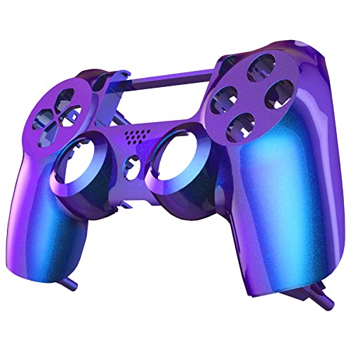 Extremerar o design exclusivo Chameleon Purple Blue Glossy Front Hous House Shell Substituição FaceRalped Compatible com PS4 Controller