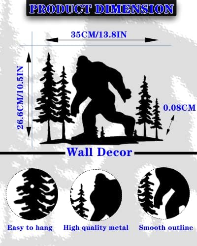 Presente de Hosrnovo Bigfoot, decoração de parede de parede de metal para sala de estar na cozinha da sala de estar,