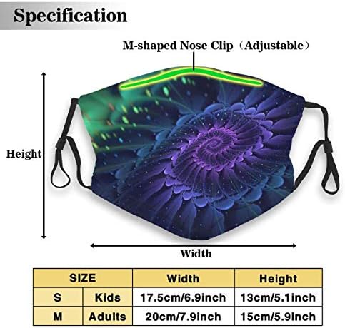 Máscara de máscara de poeira fractária fractal fractal com filtros de carbono ativados para crianças adultas, máscara reutilizável