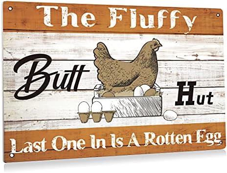 Engraçado The Fluffy Butt Hut Chicken Coop Metal Tin Sign Art Decor de arte Rústico para presentes de decoração para casa