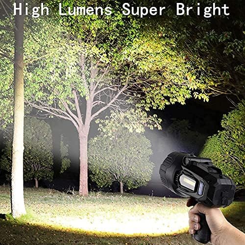 Recarregáveis ​​LED Spotfs High Lumens, 90000 lúmens super brilhante LED LED Handheld Spotlights Lanternas com entrada de saída USB, luz à vista à prova d'água para acampar
