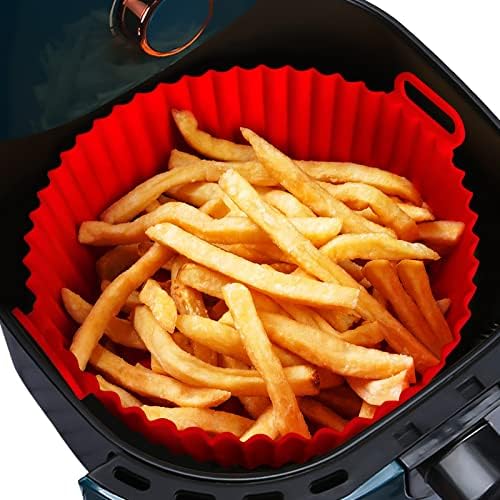 Air Fryer Silicone Pot, Acessórios para fritadeiras de ar de 8 polegadas, revestimentos de fritadeiras de ar substituto para papel
