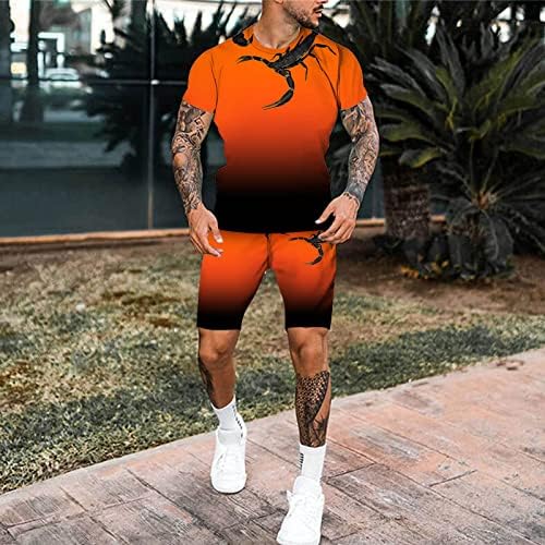 BMISEGM Slim Fit Tones para homens Men's Quick Dry 3D Manga curta Terno Shorts Praia Tropical Hawaiians Body Sports Sports