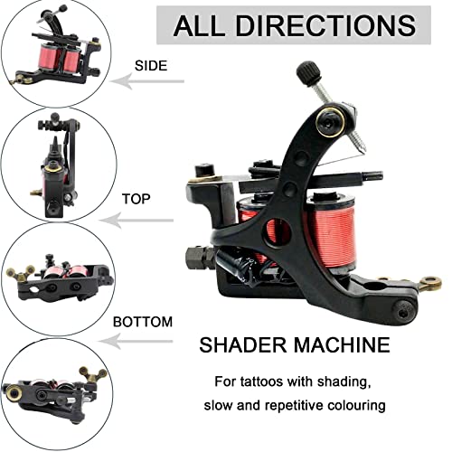 Sotica Premium Tattoo Machine Kit - 2 Máquinas de bobina Tattoo Supply Supply Tattoo Afles Tattoo Tintory and Acessories for Tattoo Artists and Beginners