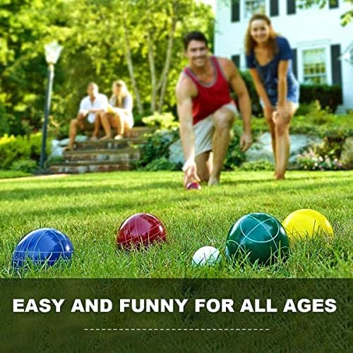 VSSAL Bocce Balls Define 90mm para o quintal da família Bocci Games Beach Lawn Yard Kids, conjunto de 8 Polyresin Bochie