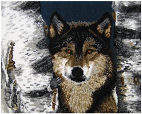 Kits de gancho de trava YouLemign para adultos tamanho grande com design de padrões pré -impressos em cores incluem conjunto de gancho de trava, decoração de casa 43 x 30, lobos