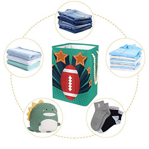 Grandes cestas de armazenamento impermeáveis ​​dobráveis ​​organizador dobrável com alças de transporte para berçário, armário doméstico, brinquedos, toalhas, lavanderia - jogo de futebol americano