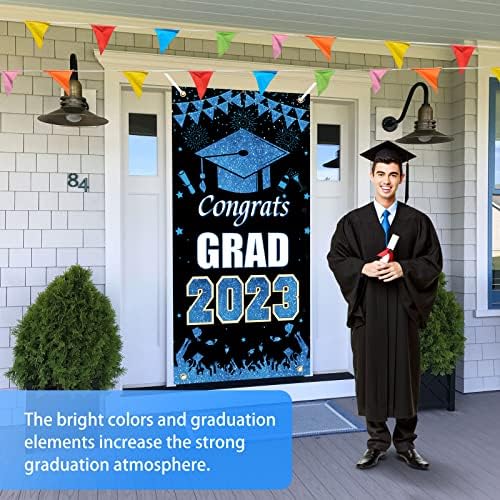 Decorações de festa de formatura 2023, banner de formatura parabéns bandeira de pós -graduação, decorações de formatura aula de 2023,