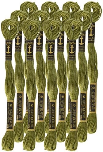 Ancoragem de seis fios de bordado de bordado 8,75 jardas-fern verde médio escuro 12 por caixa