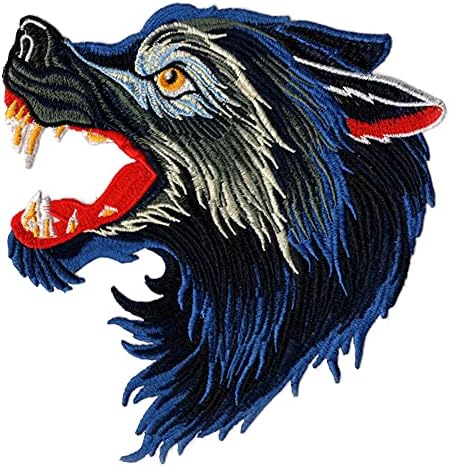 Locomo Par Lobo Blue Lobo Estrogando Ferro de Cabeça em Patch Costura Em Patch Bordado Bordado Uivante
