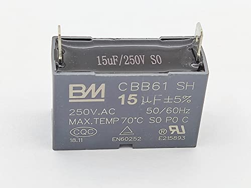 Capacitor de partida, CBB61 AC Capacitor 250V AC 15UF 50/60Hz para capacitor motor listado por UL/Ru