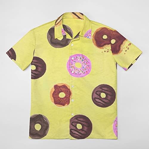 Eu amo deliciosos donuts de camisa havaiana masculina de manga curta Botão Slim-Fit Down Top Funny