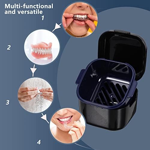 ALREMO XINGHUANG - Caso de retenção dental portátil de cup de dentadura com cofre de banheira ortodôntica portátil porta -bucha para proteger a limpeza de viagens em preto