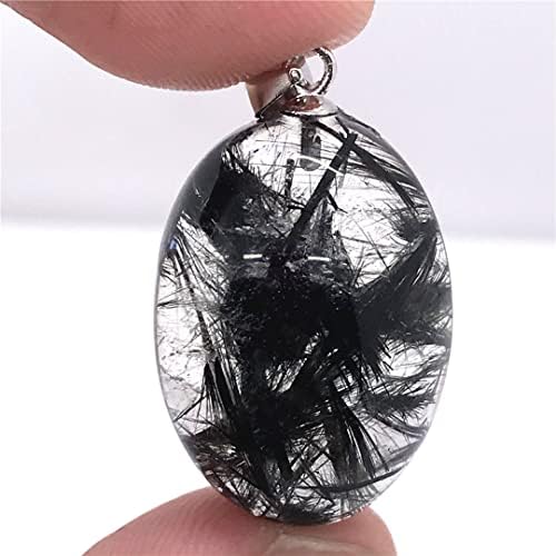 Jóias de pedra de cristal de quartzo rutilado preto e preto preto para mulheres curando presente 23x16x9mm miçangas prateadas oval gemtone aaaaa