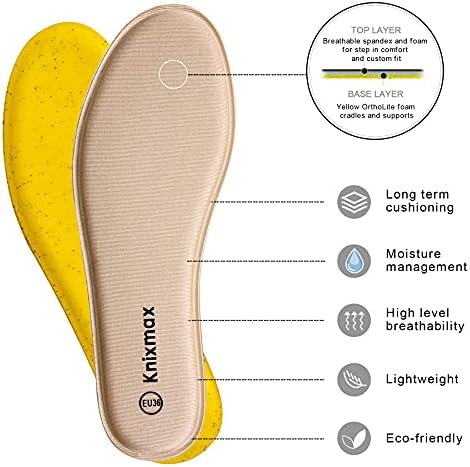 Inserções de sapatos de espuma de memória knixmax para homens homens, palmilhas de sapatos de reposição grossa para sapatos