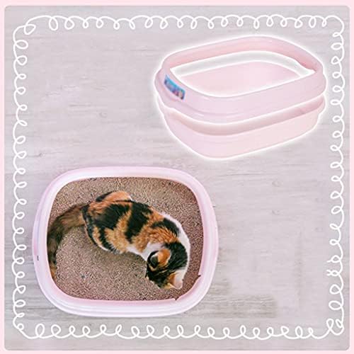 Luckxuan Cat Box Caixa de areia de gato aberta, destacável e durável, caixa de areia de gato de camada dupla com uma pá