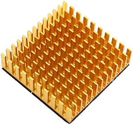 E-Outstanding Heatlestrinque 2PCs 40x40x11mm Golden Aluminium Square CPU Liquidia de calor Fin com 2pcs 3m Based Thermal