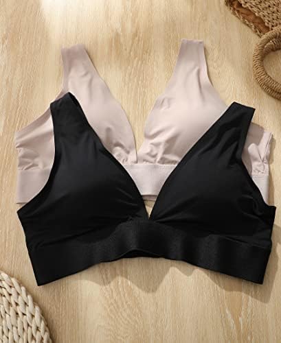 Knowyou Women Feminleless Plunge Bra Deep em V Wireless Comfort Bra BRA não forro Brasa Triângulo Stretch Bralettes para mulheres