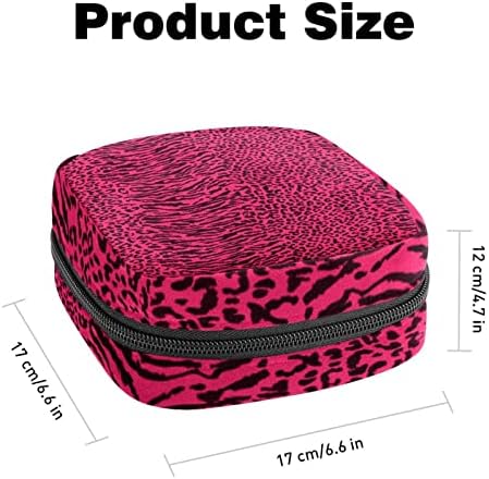 Bolsa de armazenamento de guardanapos sanitários de Oryuekan, bolsas de zíper menstrual reutilizável portátil, bolsa de armazenamento de tampões para mulheres meninas, padrão de leopardo rosa Modern Vintage