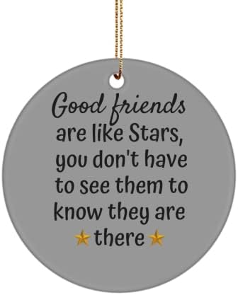 Bons amigos são como estrelas, 3inc, redonda, corrente de tons dourados, presente de melhor amiga