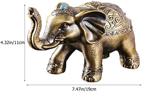 Fomiyes decoração vintage elefante cinzeiro com liga de tampa à prova de vento vintage elefante portador de cinzas de cinzas