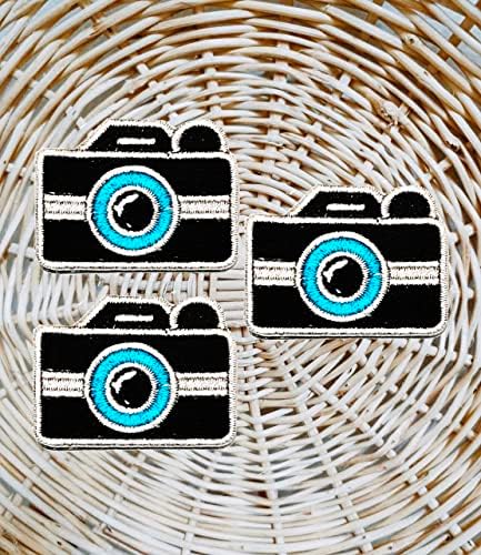 Mini Mini Set Camera Black Cartoon Bordado Ferro bordado em adesivos de remendo DIY Decoration Repare Cosplay Fostume ou presente