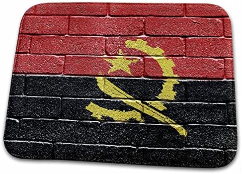 Bandeira nacional 3drose de Angola pintada em uma parede de tijolos ... - tapetes de banheiro do banheiro