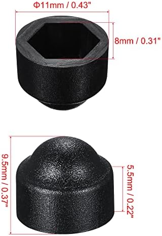 tampa de proteção de porca de parafuso de cúpula plástica uxcell, tampa de parafuso hexadecimal de parafuso M5 / 8mm preto