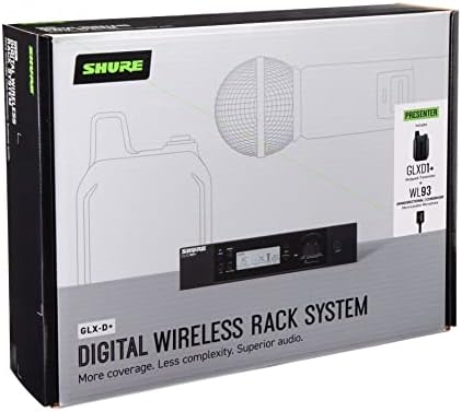 Shure Glx-D+ Banda Dual Pro Digital Rack Rack Mount System Lavalier Microfone para Igreja, Apresentações e More, com Mini Lav