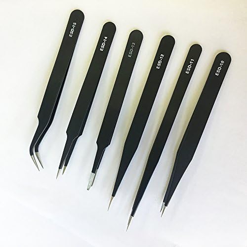 Akobearla de 1,5 mm Anti-estático ESD Tweezers estabelece kits de pinças de aço inoxidável anti-magnéticas e anti-áídicas para trabalho