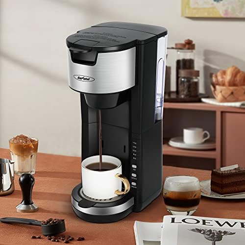 Sunvivi Single Serve Cafety Cafeting para vagens de xícara única e café moído, uma xícara de cafeteira com 30 oz de