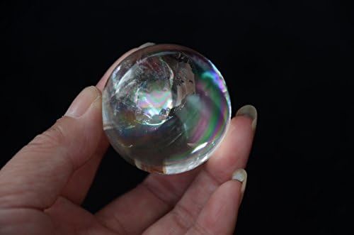 Real Tibete Himalaia Alta Altitude Natural Claro Quartz Ball Sphere Orb Gem 1,69 polegadas com arco -íris em ambos