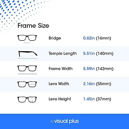 Visual Plus Blue Blocking Bloqueio de óculos retangulares para homens e mulheres 2 pacote