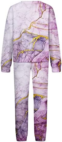 TIY Dye Sweatshol para mulheres impressas de mármore 2 peças roupas definidas com mangas compridas e calças de pistas de moletom