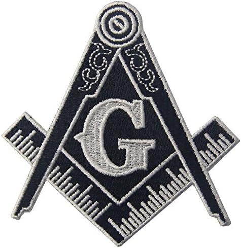 Logo Maçônico emblema bordado Freemason ferro em costura em patch - branco e preto