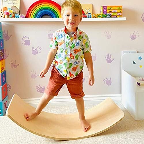 Wood City Balance Board Kids, quadro de balanço de madeira de 35 polegadas para crianças pequenas, crianças e adultos, brinquedos