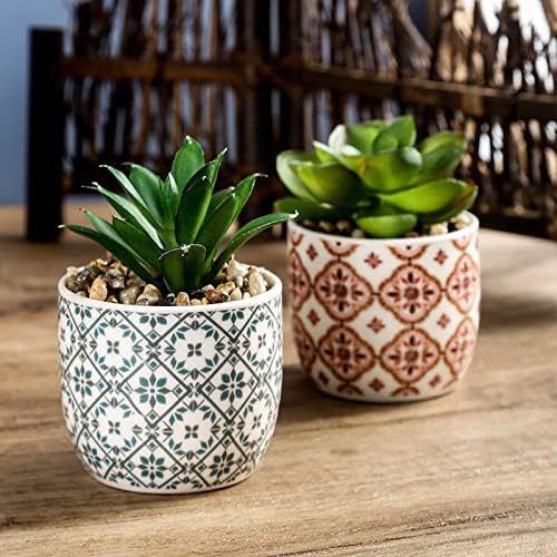 Plantas artificiais de Karlliu Mini flores suculentas em pote de cerâmica pequenas plantas falsas para o banheiro de casa