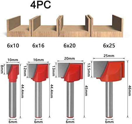 Cortador de moagem de superfície 4/5pcs de 6 mm de moinho de fundo limpo de hastes para escultura em madeira CNC