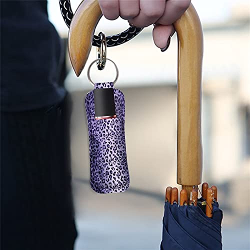 InstantArtts Purple Leopard Print Chapstick Holder Keychain 2pcs/Definir porta -lábios Balmo