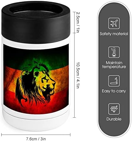 Lion Reggae Jamaica Cool Cup Stainless Inexless Isolled Collers Holder Tumbler com tampas para homens homens presentes