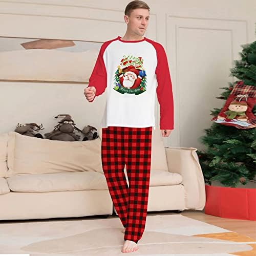Pijamas familiares correspondentes para feminino masculino Bloco de cores vermelho bloqueio de férias algodão pjs mamãe e papai pijamas