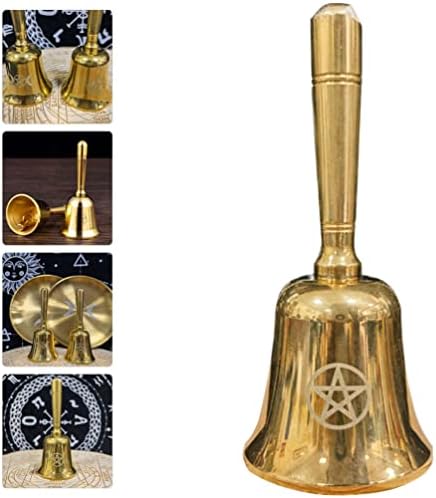 Cabilock Decor de casamento Altar Bell Witchcraft Handheld Bell Brass Dinner School School Bell Service Call Bell Meditation Bell