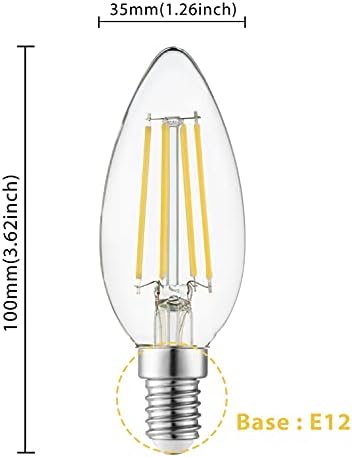 Fabuled B11 Candelabra lâmpadas lideradas por lâmpadas, lâmpadas de LED de base de candelabra E12, 4,5 watts, 40watts equivalentes, lâmpadas de filamento de vidro transparente, 2700k branco quente, 6- pacote