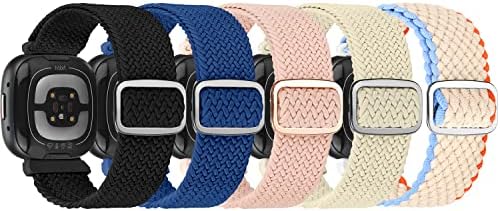 Banda de loop solo de nylon de 5 pacote compatível com Fitbit Sense / Sense 2 / Versa 4 / Versa 3 Bandas para homens, Sport ajustável tiras de reposição elástica para Fitbit Sense / Sense 2 / Versa 3 / Versa 4 SmartWatch