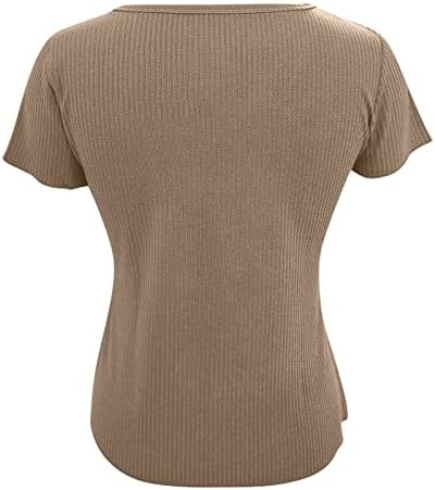 Blusas femininas para o trabalho casual de manga curta solosa vasta de pescoço de pescoço