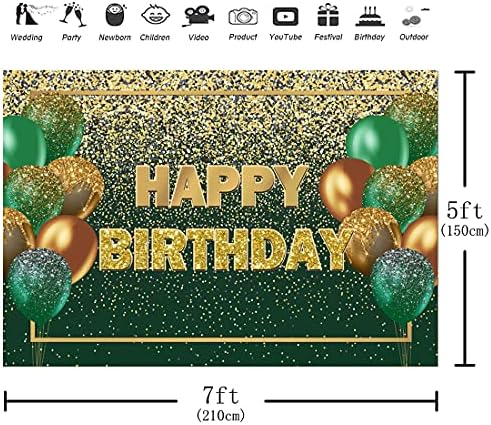 Aperturee glitter verde e ouro feliz aniversário pano de fundo de 7x5ft balões DOTS DOIS GOLANDO GIRLA MENINAS POTENÇÃO